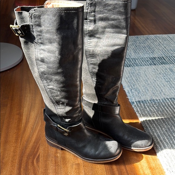 Lucky Brand Black Leather Knee-High wide calf Boots - Picture 1 of 7